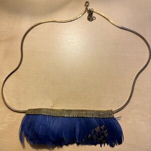 Anthropologie Cobalt Blue Feather Choker